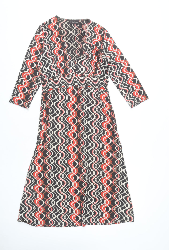 Principles Women's Multicoloured Midi Dress Size 10