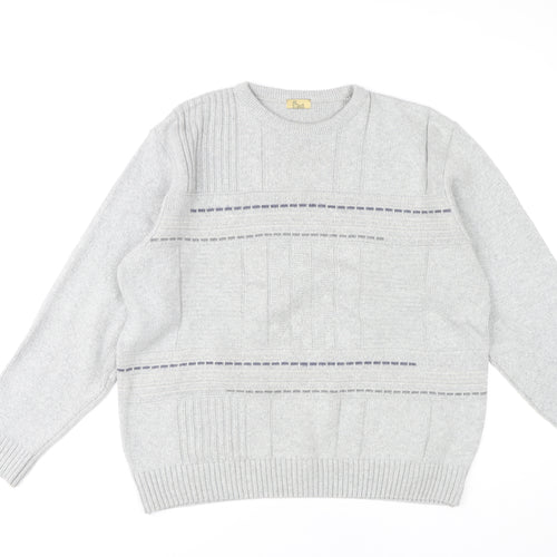 BH Men's Grey Cable-Knit Pullover Jumper M