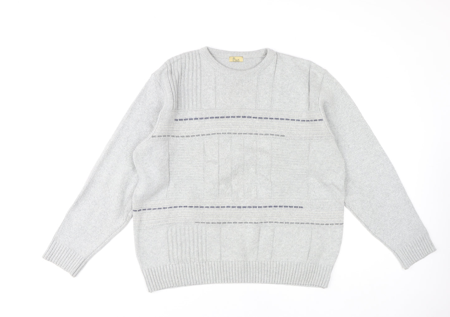 BH Men's Grey Cable-Knit Pullover Jumper M