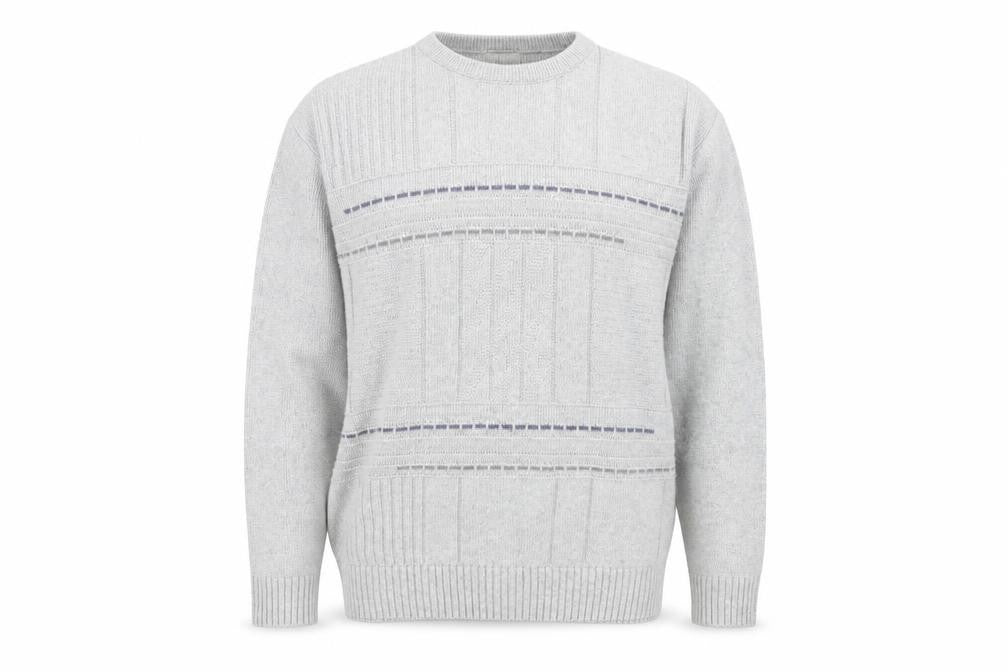 Front view of BH Men's Grey Cable-Knit jumper M