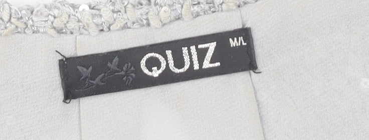 Quiz Women's Silver Tunic, Long Sleeve Knit Top, M