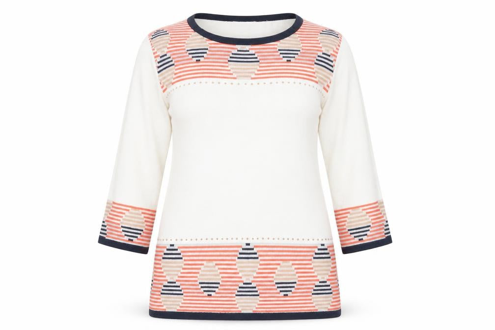 Front view of Fay Louise Women's Multicoloured Geometric Pullover S