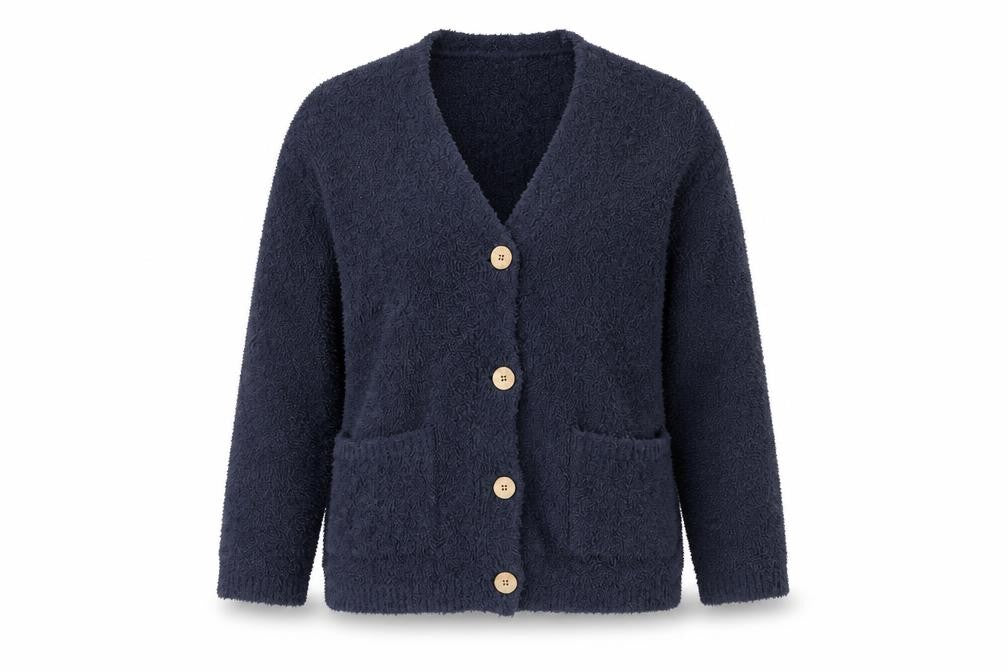 Front view of Next Women's Blue Cardigan, L, V-Neck, Button Accents