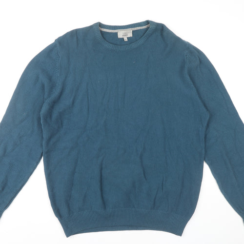 Marks and Spencer Men's Blue Cotton Pullover Jumper XL
