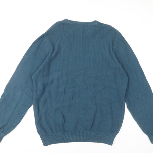 Marks and Spencer Men's Blue Cotton Pullover Jumper XL