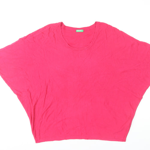 United Colors of Benetton Women's Pink Viscose Blend Cape Jumper Size M