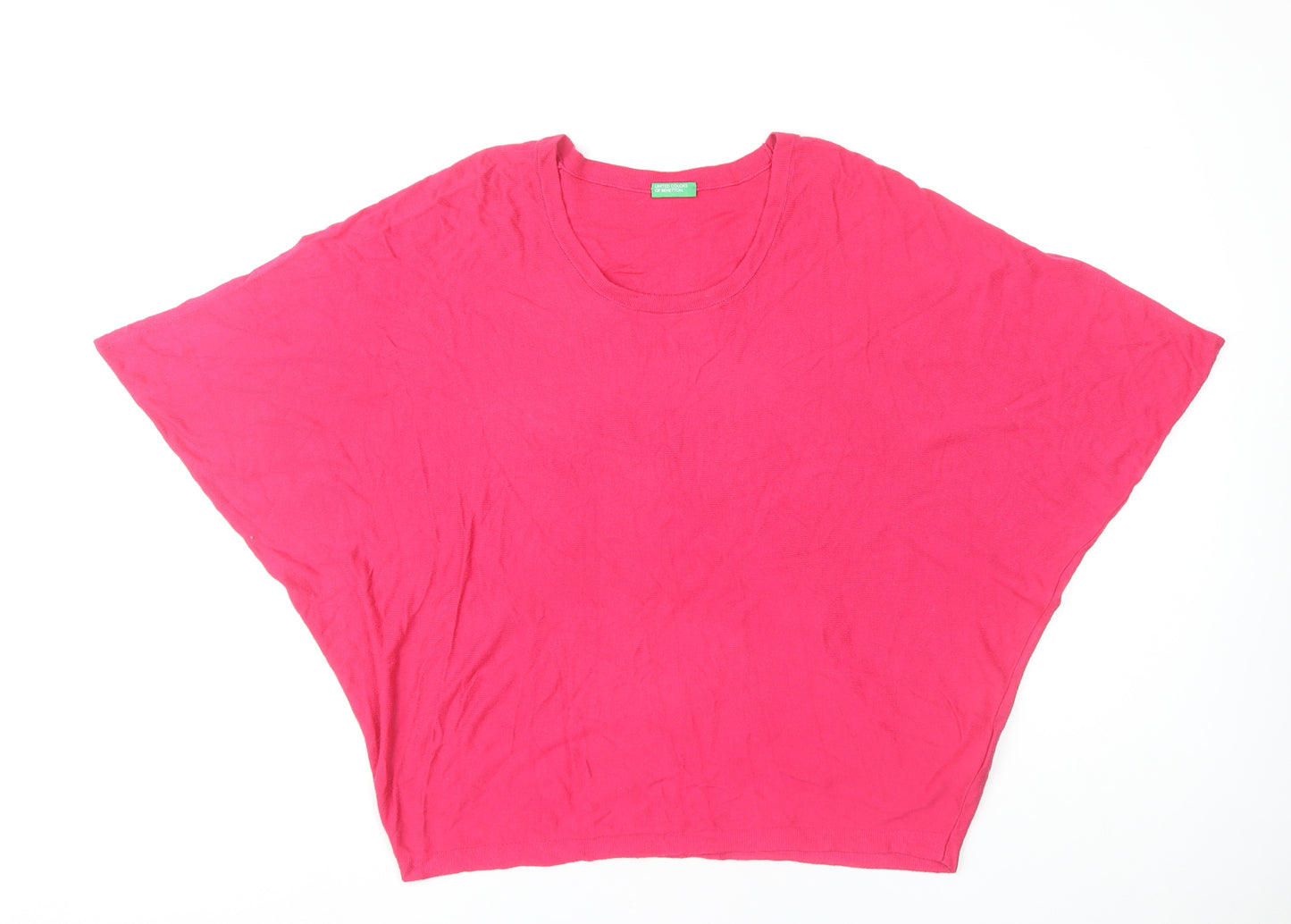 United Colors of Benetton Women's Pink Viscose Blend Cape Jumper Size M