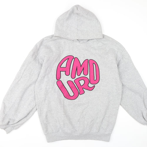 RISING Grey Pullover Hoodie M Unisex Adults Casual