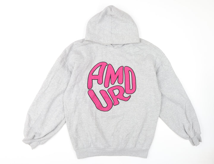 RISING Grey Pullover Hoodie M Unisex Adults Casual