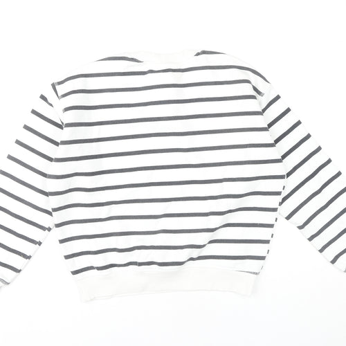 Women's White Striped Pullover Sweatshirt Size 8