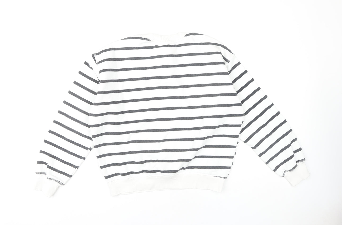 Women's White Striped Pullover Sweatshirt Size 8