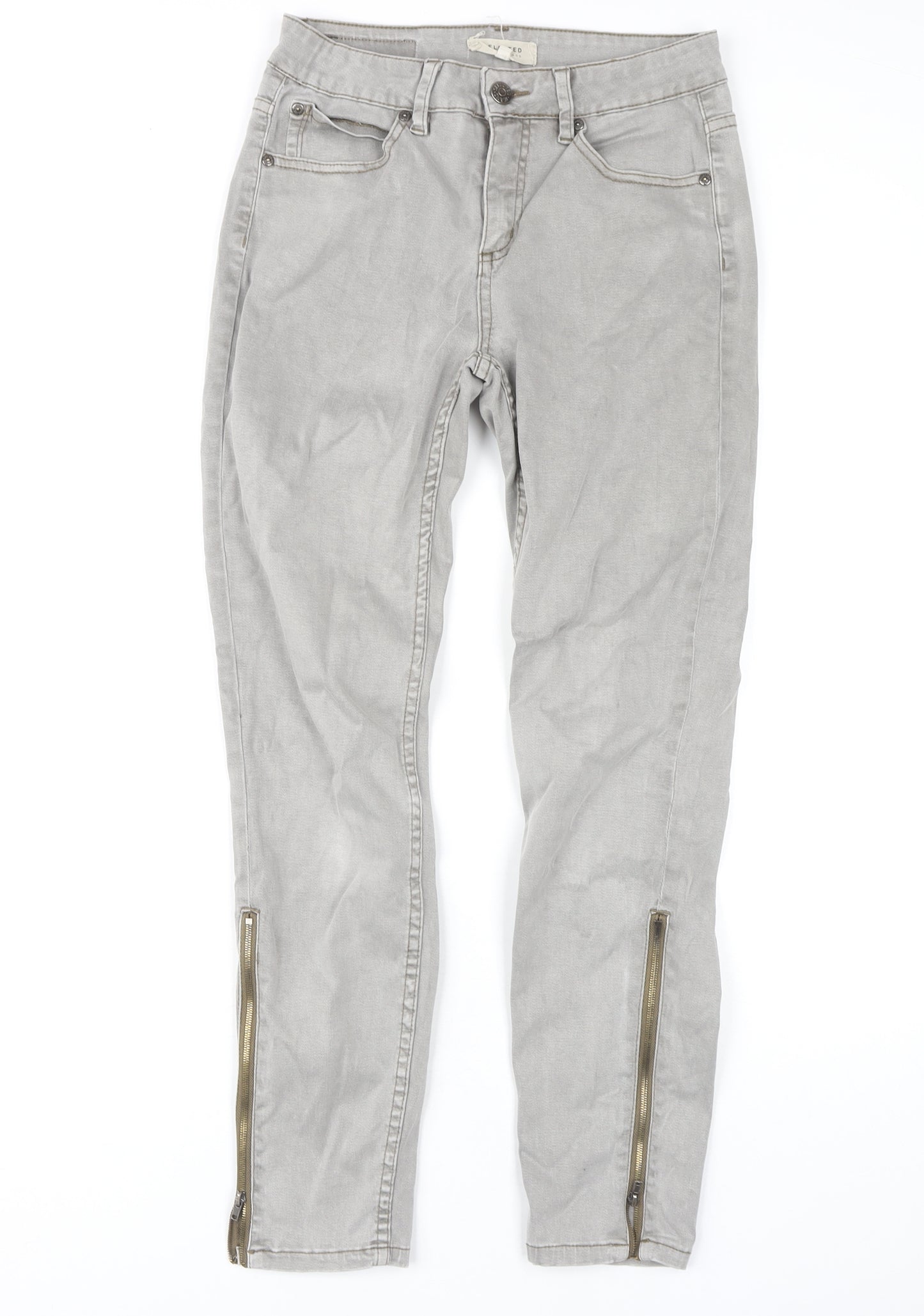 Selected Womens Grey Skinny Jeans M Ankle Zip