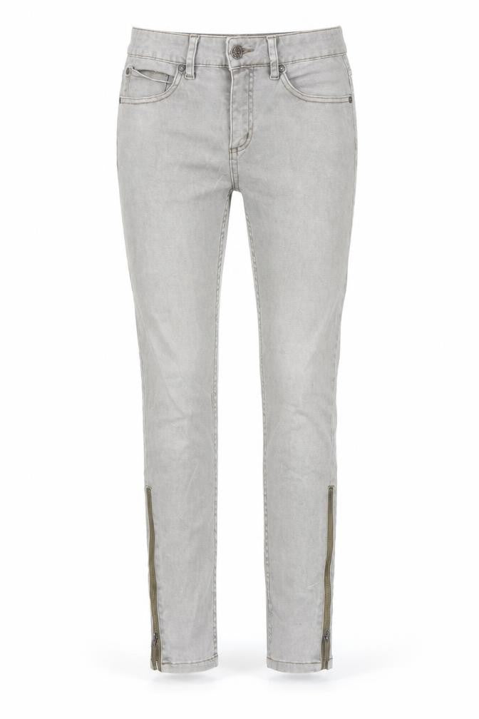 Front view of Selected women’s grey skinny jeans m ankle zip