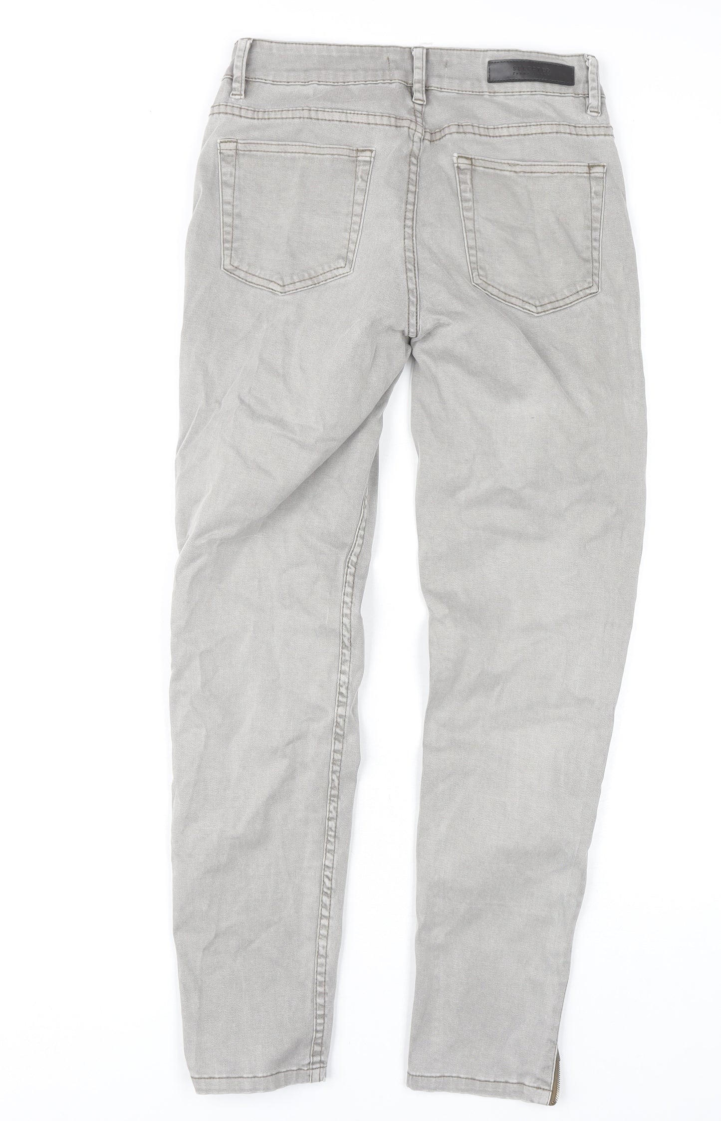 Selected Womens Grey Skinny Jeans M Ankle Zip