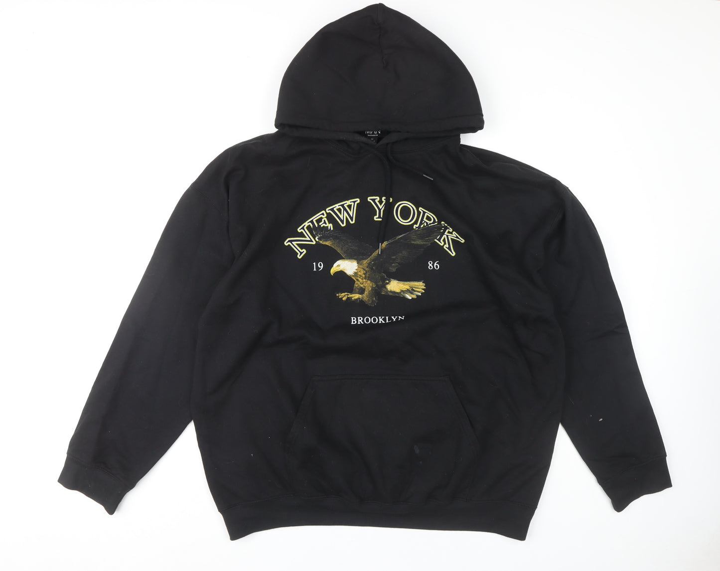 boohooMAN Men's Black Pullover Hoodie M