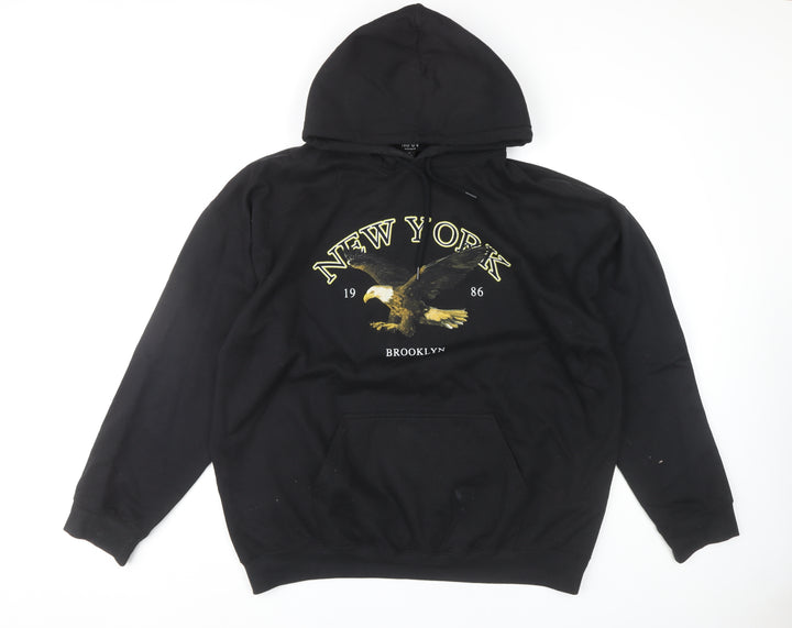 boohooMAN Men's Black Pullover Hoodie M