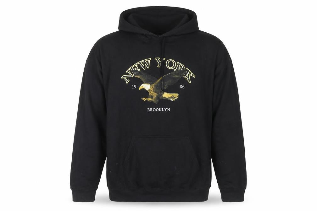 Front view of boohooMAN Men's Black Pullover Hoodie M