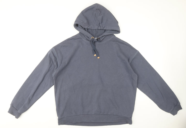 River Island Women's Blue Pullover Hoodie L