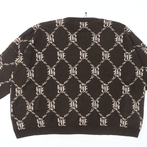 Boohoo Women's XL Brown Geometric Pullover Jumper