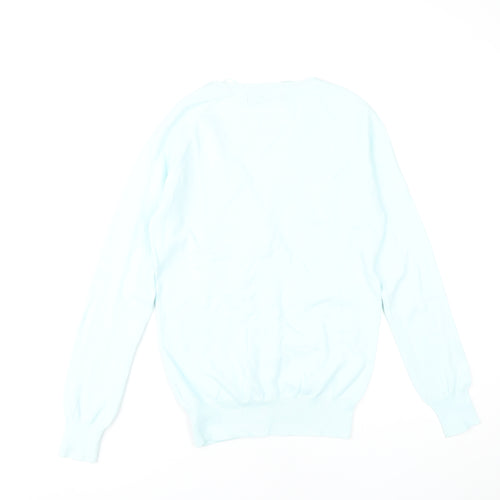 Zara Women's Blue Cardigan Size 14 Knit V-Neck