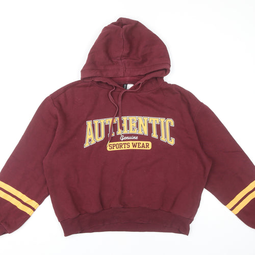H&M Women's Red Pullover Hoodie - Size 16
