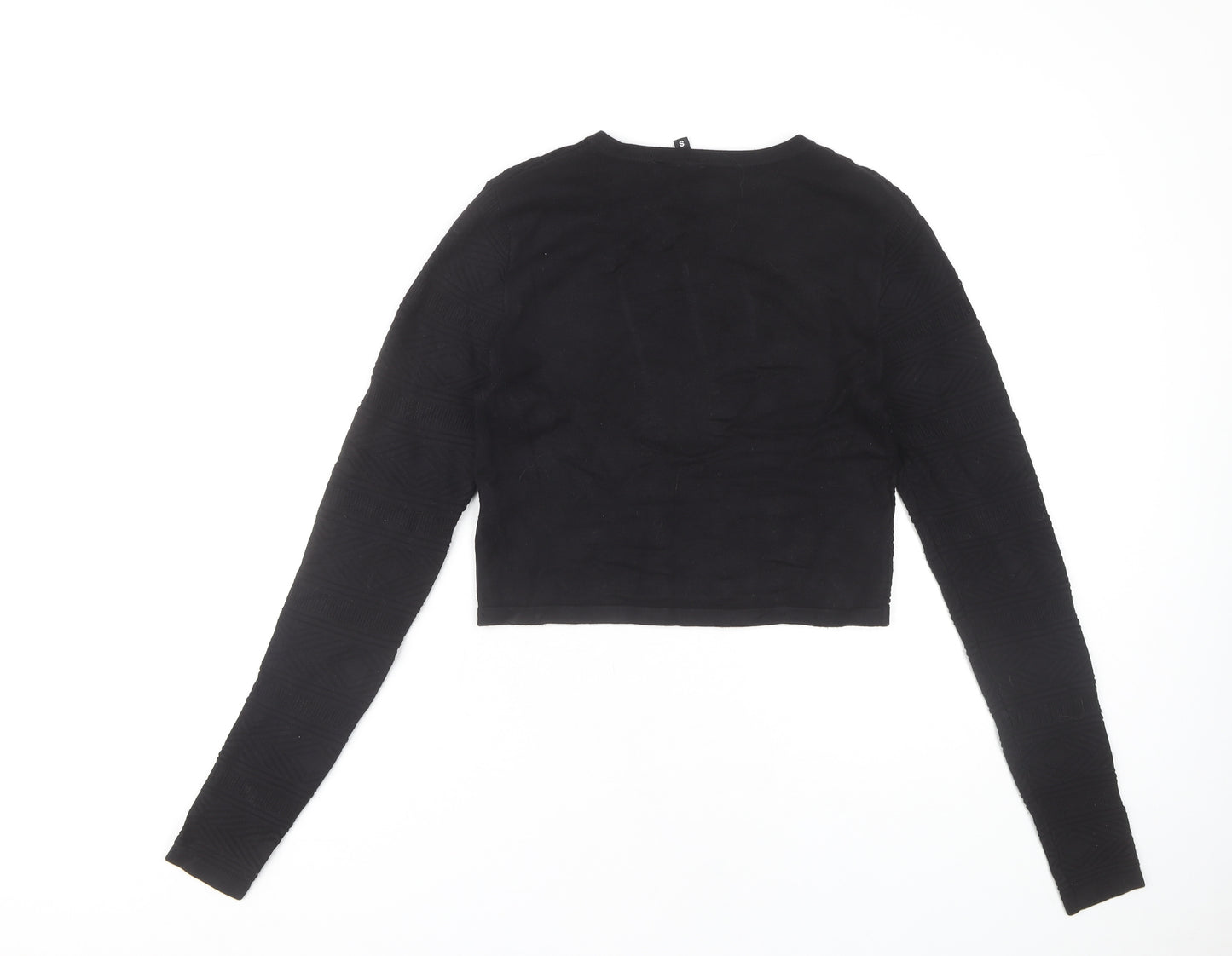 H&M Women's Black Crew Neck Cropped Jumper, Size S