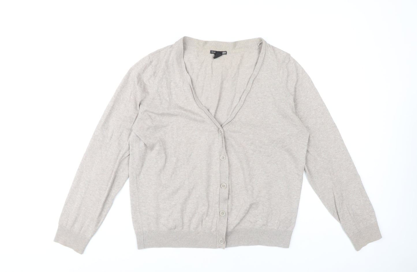 H&M Women's Beige V-Neck Cardigan Size 12