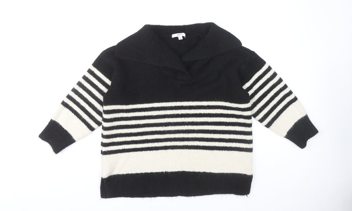 Next Women's Black Striped Pullover Jumper - Size 16