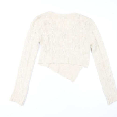 Zara Women Ivory Cable-Knit Jumper M Acrylic Polyamide