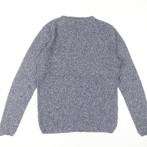 Solid Men's Blue L Knitted Pullover Jumper