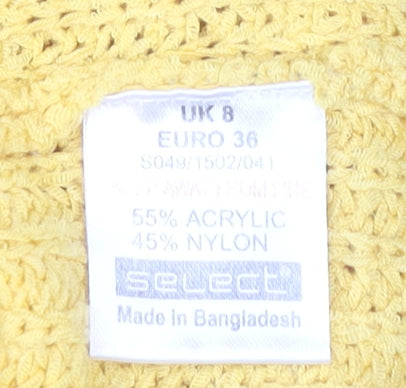 Select Women's Yellow Chunky-Knit Pullover Jumper, Size 8