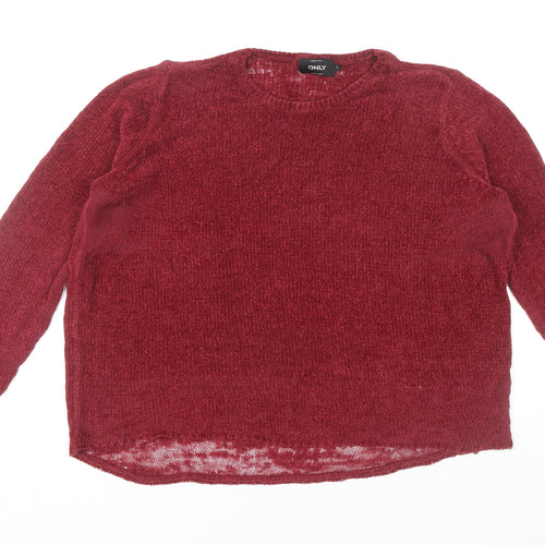 ONLY Women's Red Pullover Jumper - Size L Casual Knit