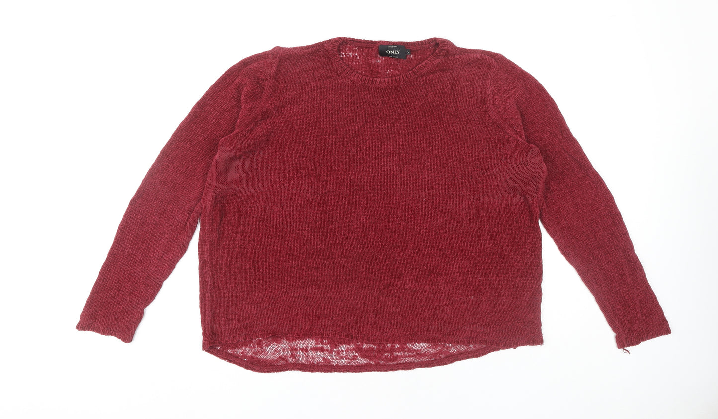 ONLY Women's Red Pullover Jumper - Size L Casual Knit