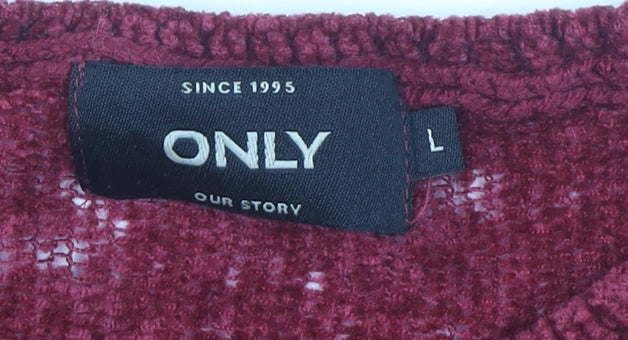 ONLY Women's Red Pullover Jumper - Size L Casual Knit