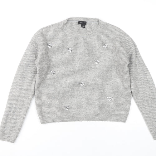 New Look Teens Grey Crew Neck Pullover Jumper, L