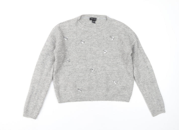 New Look Teens Grey Crew Neck Pullover Jumper, L
