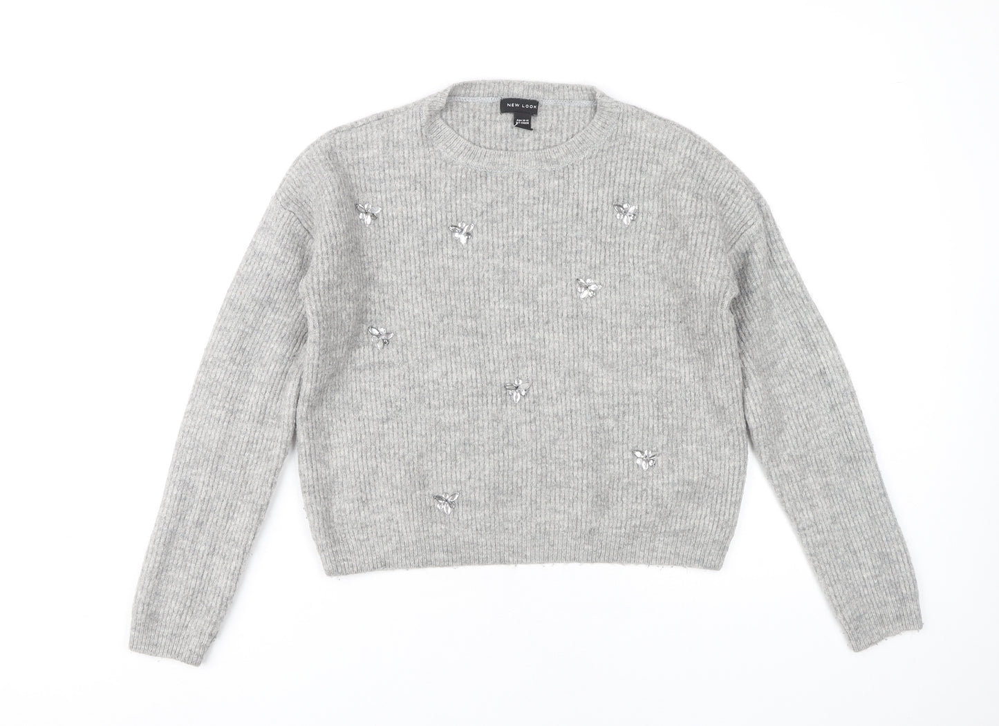 New Look Teens Grey Crew Neck Pullover Jumper, L