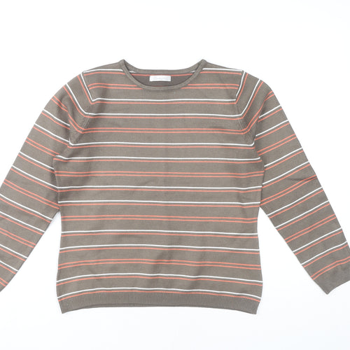 Berkertex Women Brown Striped Knit Jumper Long Sleeve Size 16