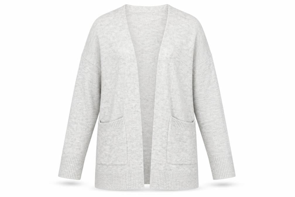 Front view of H&M Women's Grey V-Neck Cardigan M