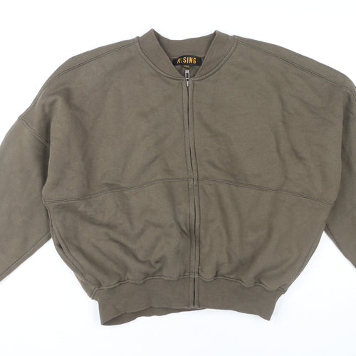 RISING Women's Green Cropped Basic Jacket XS