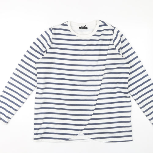 New Look Maternity Striped Sweatshirt, White, UK 10, Casual
