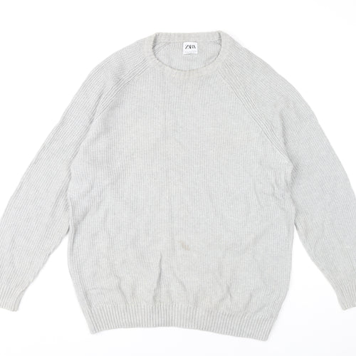 Zara Men's Grey XL Crew Neck Pullover Jumper