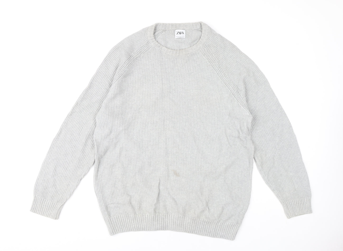 Zara Men's Grey XL Crew Neck Pullover Jumper