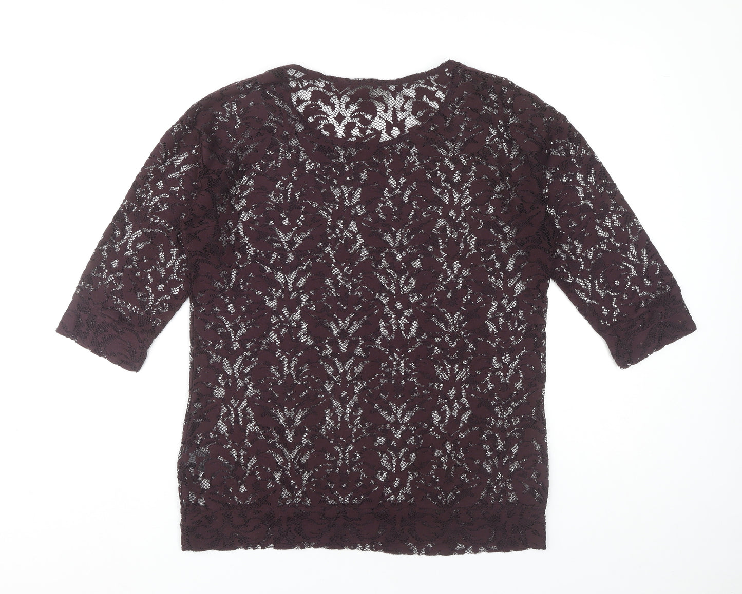 Next Women's Purple Lace Top, UK 10, 3/4 Sleeve Pullover