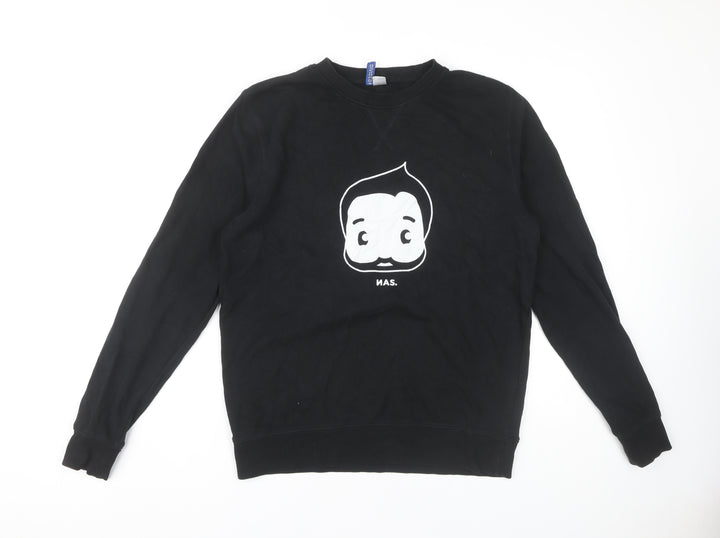 H&M Men's Black Pullover Sweatshirt M