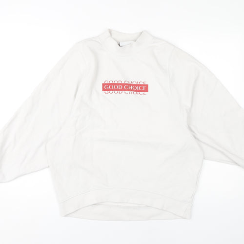Monki Women's White Mock Neck Pullover Sweatshirt XXS