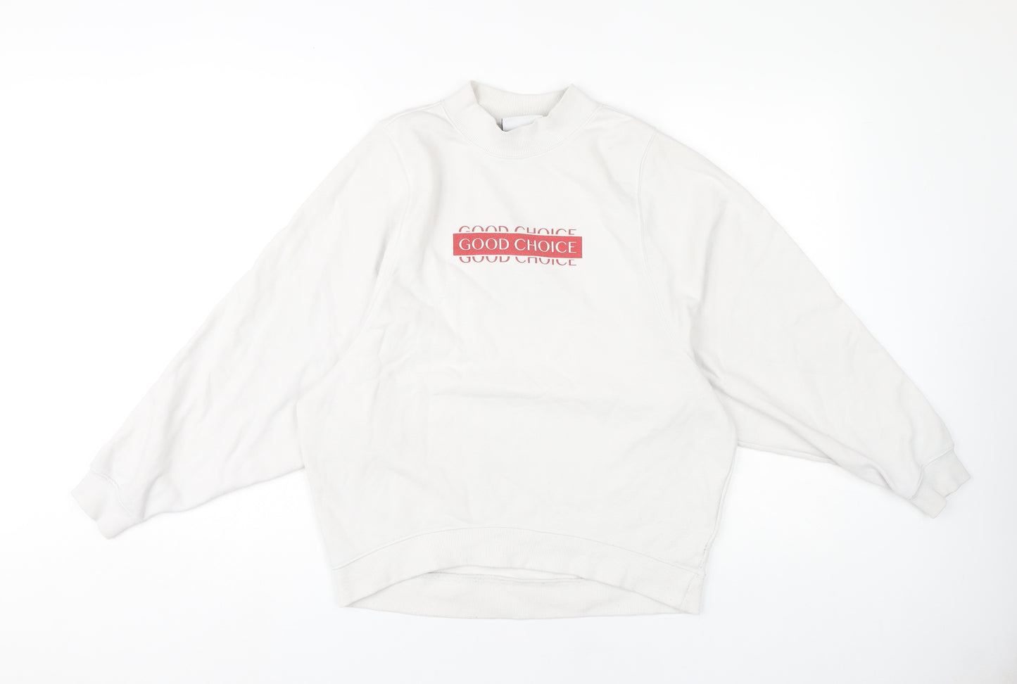 Monki Women's White Mock Neck Pullover Sweatshirt XXS