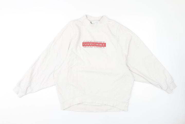 Monki Women's White Mock Neck Pullover Sweatshirt XXS