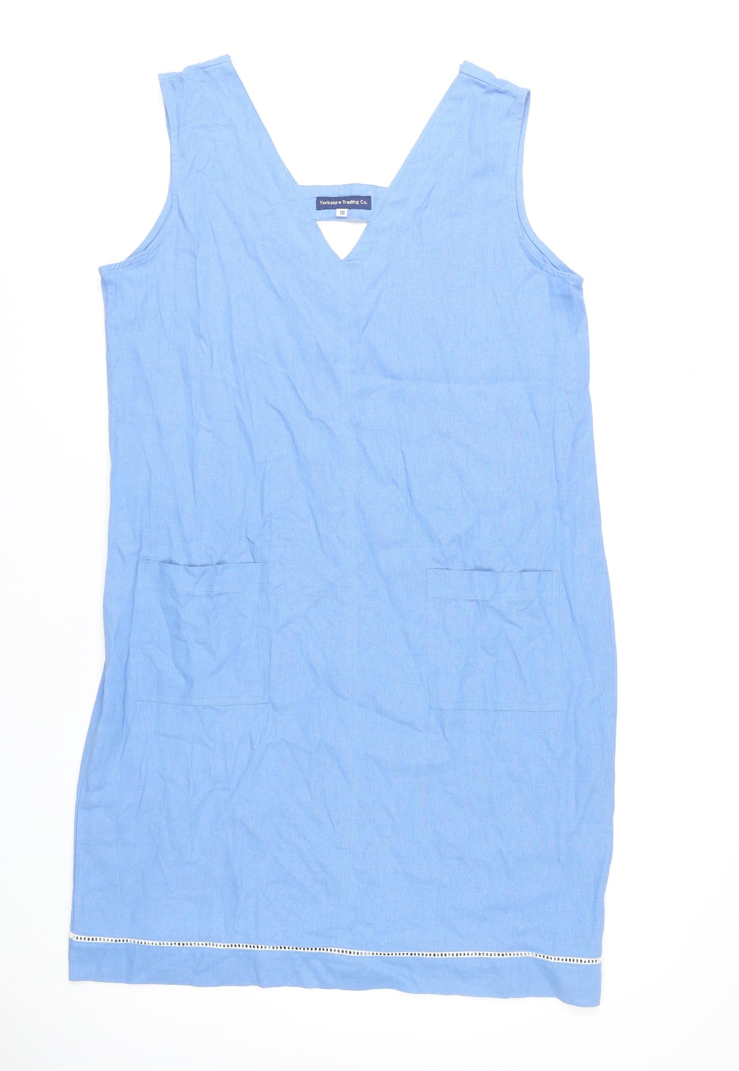 Yorkshire Trading Co. Blue Linen Shift Dress - Size 18