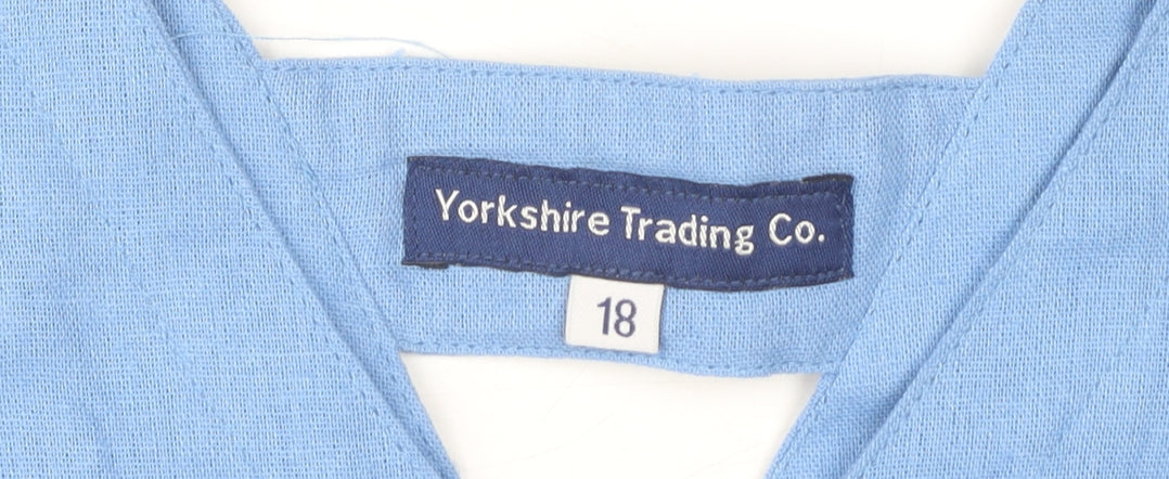 Yorkshire Trading Co. Blue Linen Shift Dress - Size 18